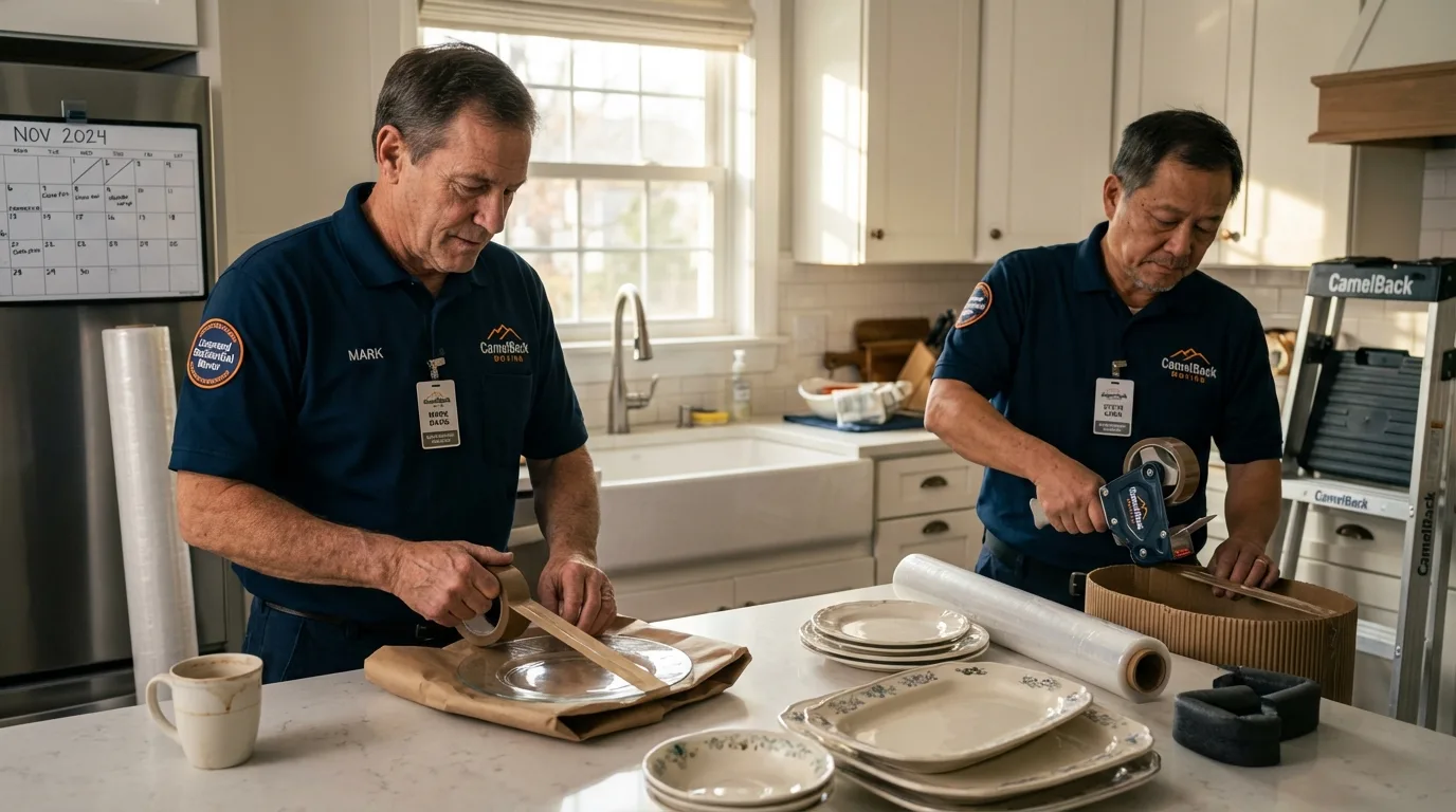 Professional crew packing kitchen dishware in South Boston, VA